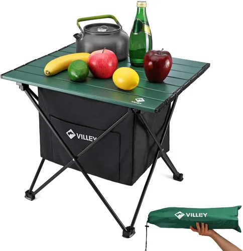 Miniatura 11 de VILLEY - Mesa auxiliar de aluminio portátil, ultraligera y plegable con bolsa de transporte, para acampar, cocinar al aire libre, picnic