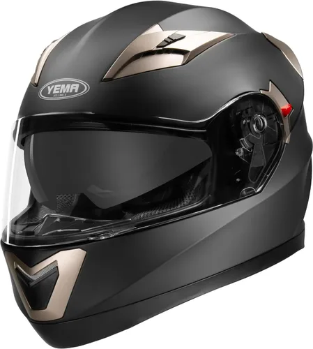 Motorcycle Full Face Helmet DOT Approved - YEMA Helmet YM-829 Motorbike Moped Street Bike Racing Casco Moto Helmet with Sun Visor for Adult,Youth