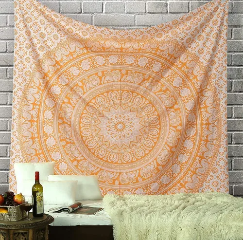 Miniatura 21 de RAJRANG - Tapiz de mandala indio para colgar en la pared, diseño hippie, de elefante, playa, decoración de dormitorio universitario, bohemio, boho.