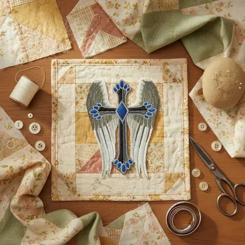 Miniatura 7 de [Personalizado] Santa Cruz Sagrada con Recompensa de la Naturaleza [Cruz Alada] Bordado Hierro/Coser Parche [7 x 4.85 pulgadas]