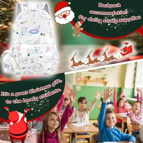 Miniatura 6 de Roffatide Dibujos animados en toda la impresión casual mochila portátil mochila bicicleta viaje senderismo mochila mochila blanco
