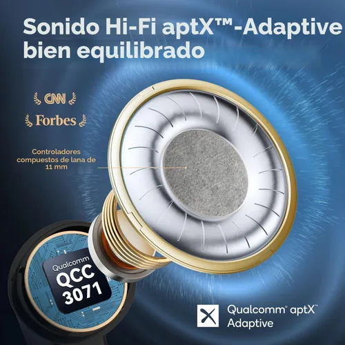 Miniatura 2 de Auriculares EarFun Air Pro 3 con cancelación de ruido, sonido adaptativo Qualcomm® aptX™, 6 micrófonos CVC 8.0 ENC, auriculares Bluetooth 5.3