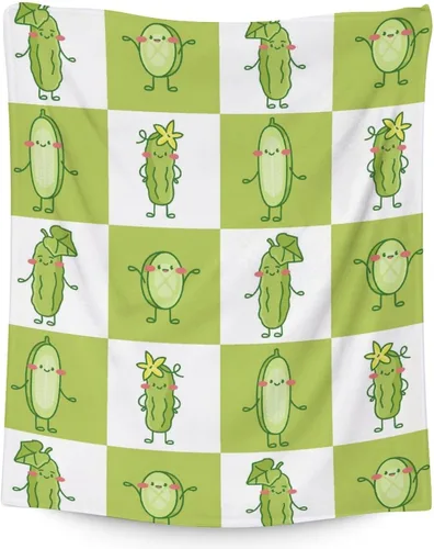Miniatura 19 de Manta Pickle para niñas, niños, acogedora, cálida, de 30 x 40 pulgadas, manta de tamaño regazo para sofá, silla, manta verde divertida y mullida