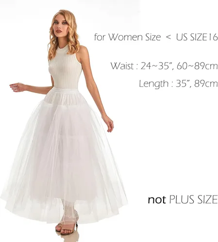 Miniatura 3 de AWSALE Hoopless Enagua Crinoline Slip Underskirt para vestido de novia WPT109, Blanco