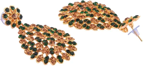 Miniatura 6 de Efulgenz Crystal Neckalce Set Rhinestone Brown Wedding Bridal Choker Austrian Necklace Earrings with Maang Tikka Head Chain Indian Bollywood Jewelry