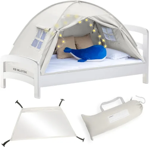 Miniatura 13 de Tienda de campaña de cama individual con diseño de animales para niños - Tiendas de ensueño mágicas para niños, toldo emergente para cama de niña