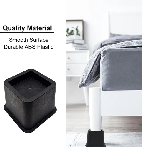 Miniatura 5 de Paquete de 4 elevadores de muebles de cama, elevadores de cama resistentes de 3.1 pulgadas con almohadillas de espuma antideslizantes para cama