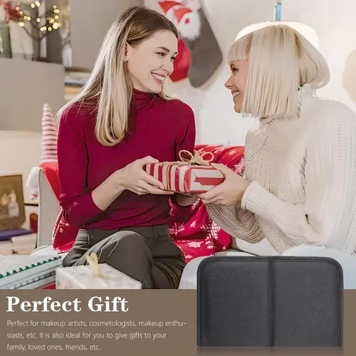 Miniatura 6 de Organizador de brochas de maquillaje plegable, resistente al agua, soporte para brochas de maquillaje de viaje, estuche portátil de cuero