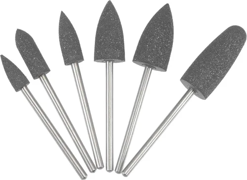 Miniatura 3 de uxcell Brocas de molienda montadas cabezas de amoladora diferentes formas de cabeza ruedas de pulido de silicona para herramientas rotativas gris