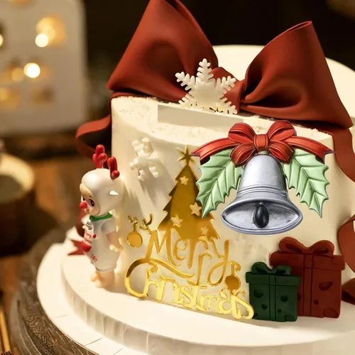 Miniatura 4 de Lujosos moldes grandes para fondant de campanas de Navidad, 3 piezas, hojas de acebo adornadas para decoración de pasteles, molde de silicona, P-115
