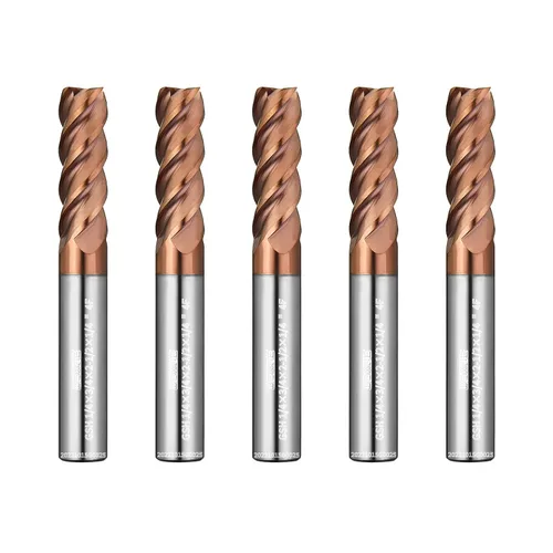 Miniatura 9 de Tools GSH Carburo Square End Mill, revestimiento ZrN, Fresa cuadrada para acero de aleación media, acero inoxidable, acero de dureza, mecanizado