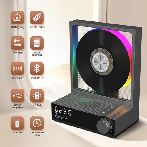Miniatura 10 de HOTT - Reproductor de CD portátil, reproductores de CD retro Bluetooth 5.3 para el hogar, reproductor de música con altavoz de alta fidelidad, 4000