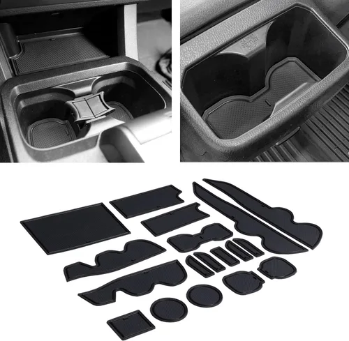 JDMCAR Compatible con accesorios Toyota Tacoma 2016-2023 Kit de insertos premium para portavasos, consola y bolsillos de puerta (cabina doble, negro