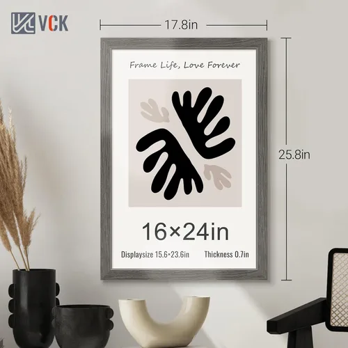 Miniatura 50 de VCK Marcos para póster de madera maciza de 22.375 x 34 pulgadas, marco de fotos A1 negro con montaje en pared, paquete de 3
