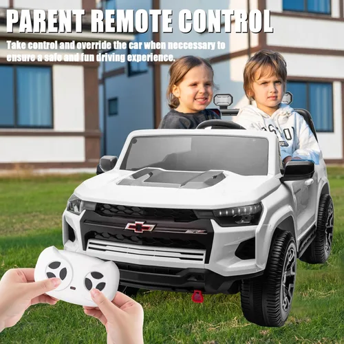 Miniatura 3 de POSTACK Vehículo de juguete para niños de 24 V y 7 Ah con licencia oficial de Chevrolet de 2 asientos con control remoto, luces LED y reproducción