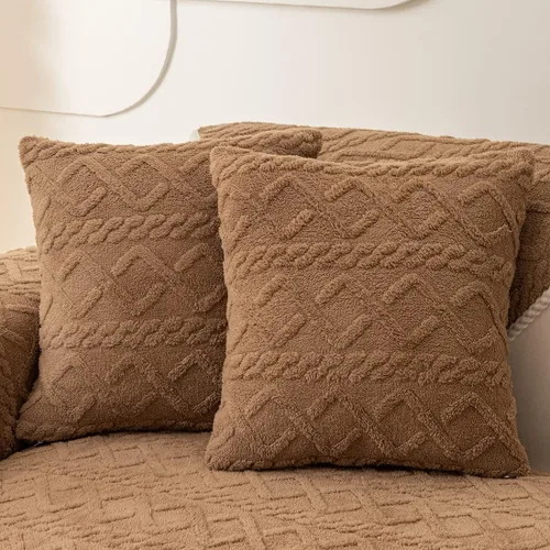 Miniatura 14 de vctops Fundas de sofá de jacquard geométrico de lujo para sofá de granja, funda neutra antideslizante para sofá seccional, funda suave y cálida