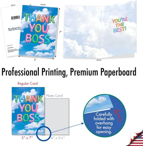 Miniatura 4 de The Best Card Company Boss Thank You - Tarjeta de felicitación con sobre de 5 x 7 pulgadas, 1 tarjeta, (no 3D o elevado) mensajes inflados