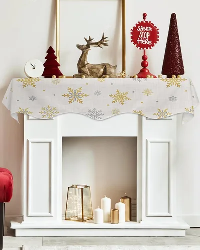 Miniatura 5 de Funda para bufanda de chimenea con diseño de copo de nieve dorado, para Navidad, Halloween, Acción de Gracias, otoño, decoración de interiores