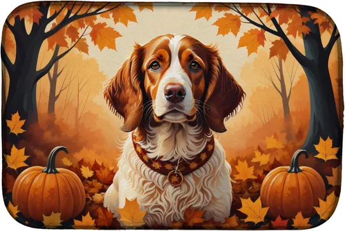 Miniatura 45 de Caroline's Treasures DAC1042DDM Tapete de secado de platos de otoño con perro salchicha absorbente para secar platos para encimera de cocina, tapete