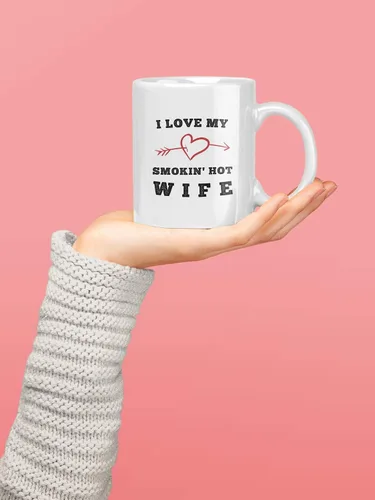 Miniatura 5 de Regalo sexy para esposa en cumpleaños o día de San Valentín. I Love My Smokin Hot Wife. Taza de café romántica de 11 onzas. Idea de regalo divertida
