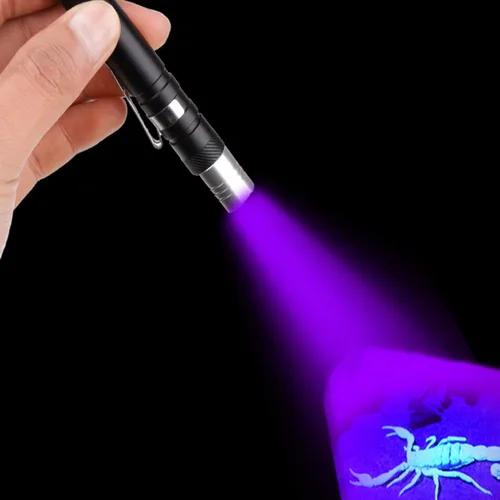 Miniatura 2 de Pluma Detector de Luz Antorcha Ultra Violeta Antorcha Blanco Púrpura para Prueba Mini Pen Linterna UV 395nm 2 en 1 Linterna UV LED Penlight Luz