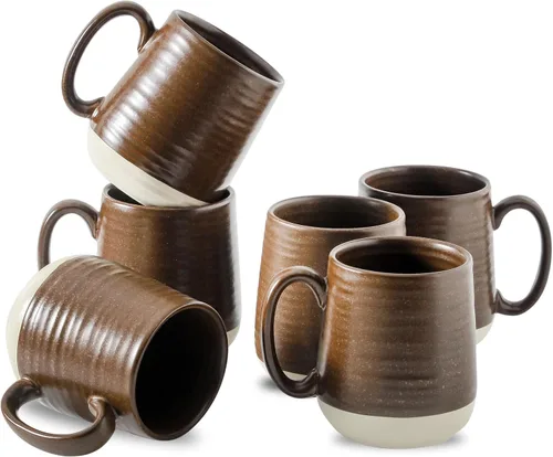 Miniatura 11 de Juego de tazas de café de cerámica grandes - 15 oz tazas de café con mango de porcelana, juego de 4 con mango, perfectas para capuchino, té, moca