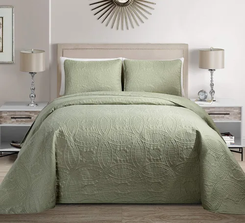 Miniatura 4 de Linen Plus Collection - Juego de colcha en relieve de 3 piezas Gris antracita
