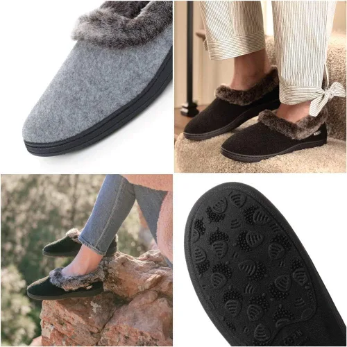 Miniatura 3 de Acorn Pantufla con cuello de chinchilla para mujer
