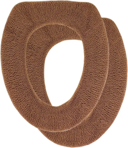 Miniatura 10 de Funda suave para asiento de inodoro, calentador de asiento de inodoro de tela gruesa y afelpada para asientos de inodoro redondos y alargados de 14