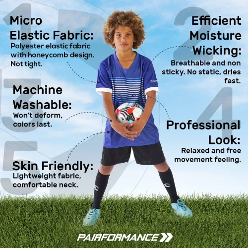 Miniatura 5 de Camiseta de fútbol para niños de primera calidad, uniforme de entrenamiento de equipo deportivo edades de 6 a 12 años camisas deportivas