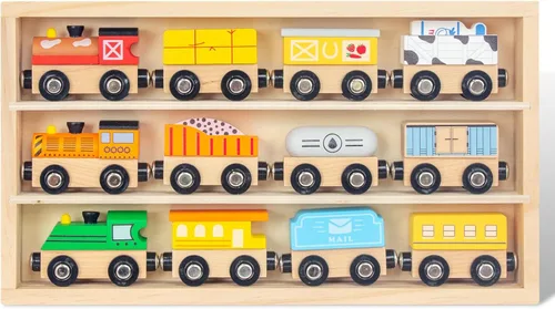 Conjuntos de Trenes de Madera para Niños Pequeños, 12 Piezas de Juguetes de Tren Magnéticos Compatibles con Brio, Thomas, Melissa y Doug, para Niños