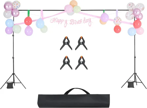 Miniatura 9 de VEVOR Soporte de telón de fondo, 6.5 x 10 pies, kit de soporte de fondo ajustable para fotos, soporte de fondo portátil con 5 barras transversales