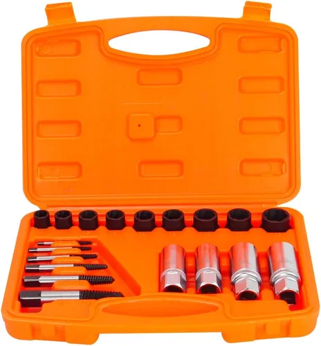 Luckyway Juego de 19 piezas de extractor de tornillos, pernos y tuercas, para tubos de agua dañados con tornillos y tuercas rotos