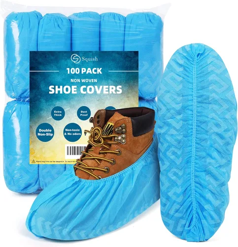 Miniatura 8 de squish Fundas para zapatos, desechables, antideslizantes, paquete de 100 (50 pares), gruesas extra desechables, fundas protectoras antideslizantes