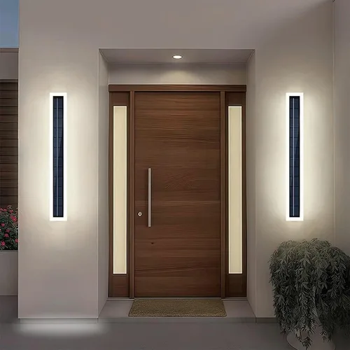 Miniatura 9 de Luces de pared solares al aire libre impermeables, lámpara de pared LED de montaje de 10W con pantalla de acrílico de 60 cm de largo, lámparas