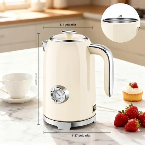 Miniatura 7 de SUSTEAS Tetera Eléctrica - Hervidor de Agua Caliente de 57 oz para Té con Termómetro, Tetera de Acero Inoxidable de 1500W de Calentamiento Rápido