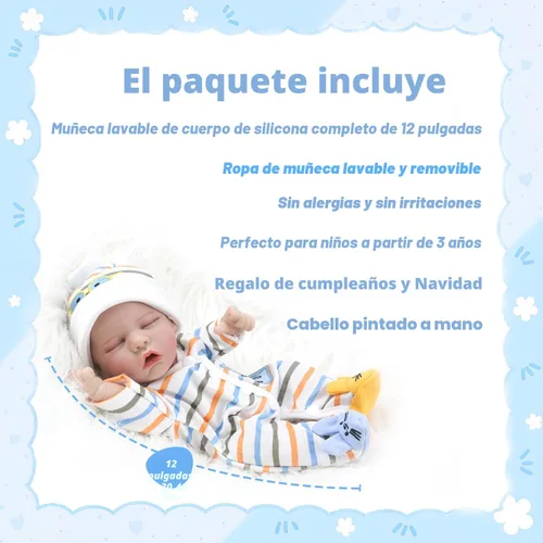 Miniatura 4 de CARANOVO Muñecas Reborn de bebé realistas - Muñeca de bebé realista de vinilo de cuerpo completo de 12 pulgadas recién nacida que duerme, muñeca