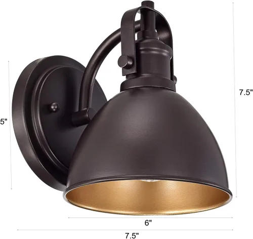 Miniatura 2 de Aplique de pared de cuello de cisne de bronce cepillado al óleo, luz de tocador rústica de 19 cm estilo granja para baño, dormitorio, garaje, porche