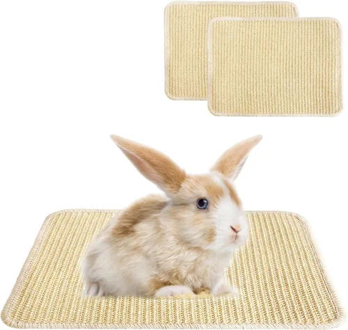 2 almohadillas grandes para rascar conejos, comestibles para interiores para garras y dientes, juguetes masticables, alfombrilla de conejo para 2