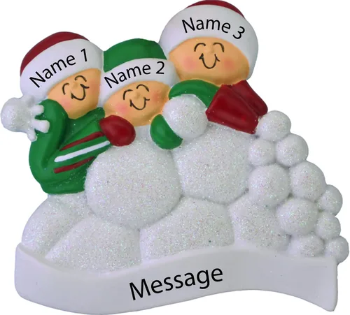 Miniatura 2 de Adorno familiar de Navidad personalizado para familia de 3, adorno de familia de tres nietos, adorno de bola de nieve personalizada, adornos