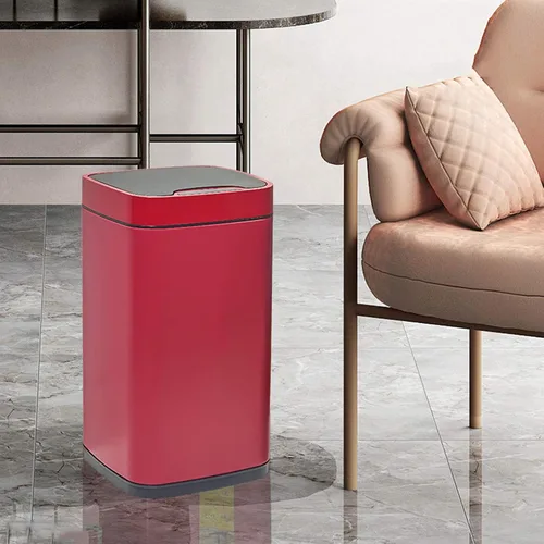 Miniatura 6 de Garbage bin Square Automatic Trash Can with Lid Stainless Steel Smart Induction Trash Can Household Bedroom Living Room Trash Can, 2.3 Gallons/3.1