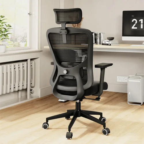 Silla de oficina ergonómica - Silla de oficina de malla de 350LB con lumbar ajustable, silla de escritorio para computadora de respaldo alto con