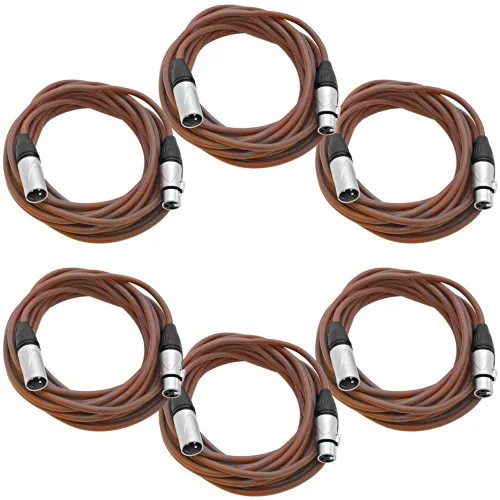 Miniatura 62 de Seismic Audio SAXLX-2Brown-Paquete de 6 cables de conexión XLR de 2 pies marrones - Cables de micrófono - Cables XLR macho a hembra - 2 pies