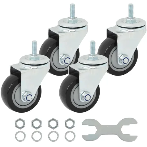 Miniatura 10 de Finnhomy Ruedas giratorias roscadas resistentes de 2 pulgadas, 1/4 pulgadas a 20 x 1 con freno, juego de 4 para estantes de alambre, ruedas lisas