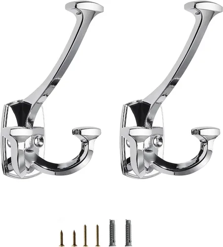 Miniatura 10 de Ganchos de latón antiguos grandes montados en la pared decorativos de doble cara resistentes para colgar abrigos, toallas, batas, bolsos, ganchos