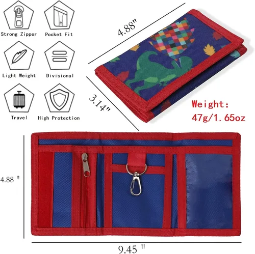 Miniatura 3 de SITADI Billetera para niños, pequeña cartera para niños con bolsillo con cremallera, bonita caricatura, triple pliegue, lona, regalos de Navidad