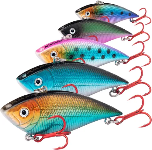 XBLACK Juego de señuelos de pesca Minnow Crankbaits Lápiz articulado Popper VIB Señuelos de pesca Kit de 5 piezas para trucha lubina en agua salada