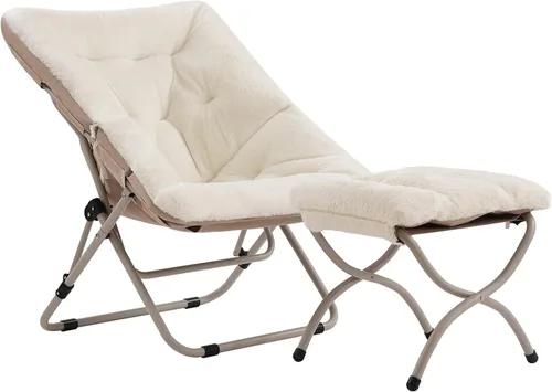 Miniatura 20 de Tiita Silla Cómoda Plegable, Silla de Acento Plegable de Gran Tamaño de Piel Sintética Suave, Silla de Descanso Perezosa para Niños, Adolescentes