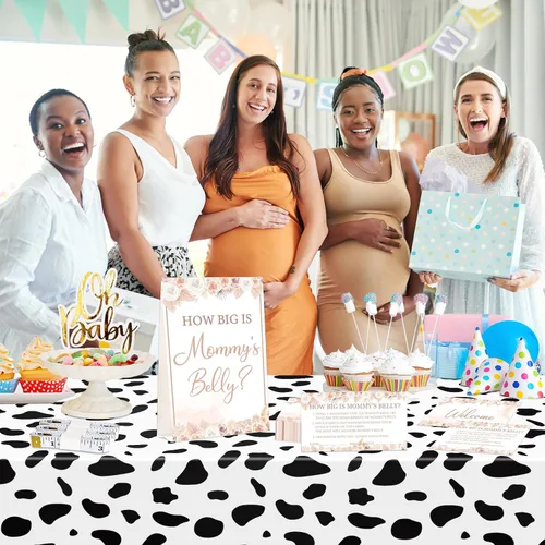 Miniatura 4 de 64 juegos de Guess Baby Shower incluyen How Big is Mommy's Belly Sign 50 tarjetas de adivinanzas, 10 lápices, 3 cintas métricas para medir