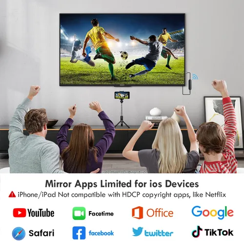 Miniatura 4 de Adaptador de pantalla HDMI inalámbrico 4K 1080P, transmisión WiFi de películas y programas, receptor para iPhone, iPad, Android, tableta, laptop